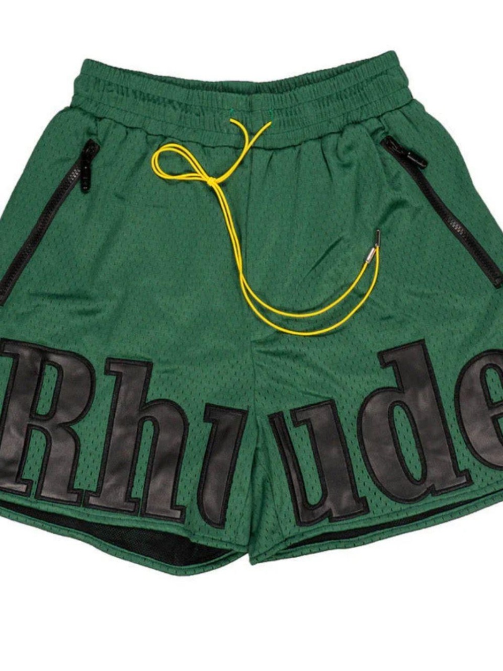 Rhude Mesh/Leather Athletic Shorts with Contrasting Drawcord